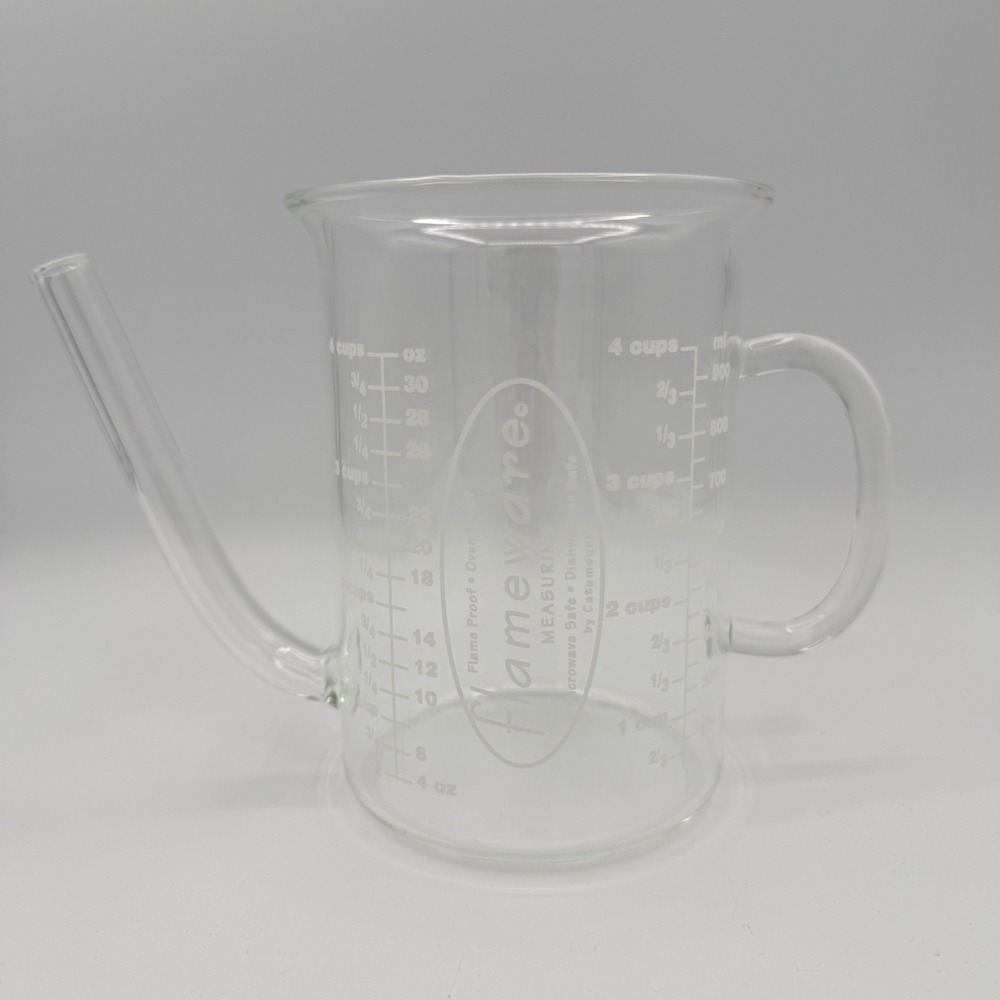 Catamount Flameware Glass Fat Separator Measuring Cup 4 Cup 32 oz Clear Spout
